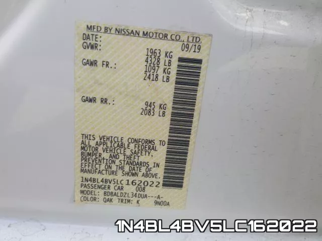 1N4BL4BV5LC162022 фото 2