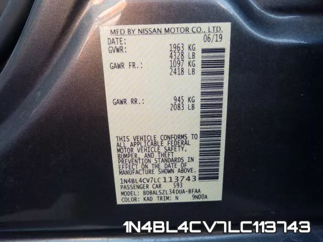 1N4BL4CV7LC113743 фото 2