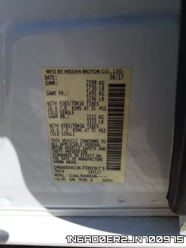 1N6AD0ER2JN700975 фото 2