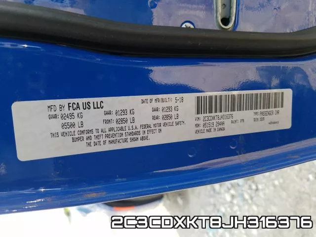 2C3CDXKT8JH316376 фото 2
