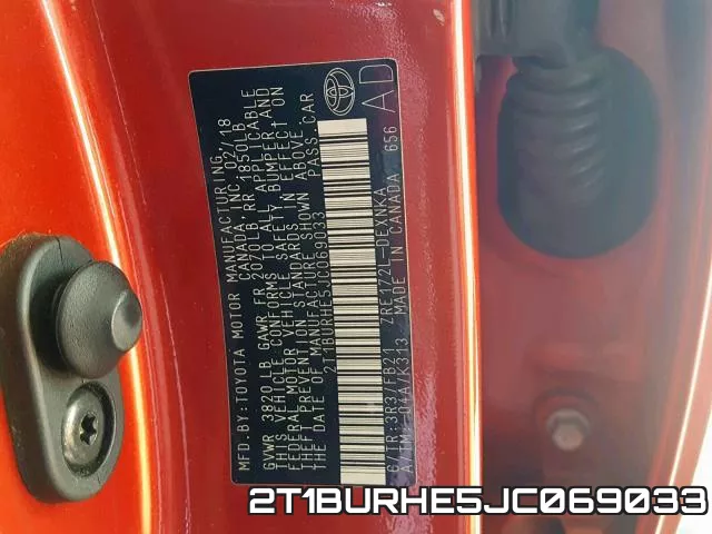 2T1BURHE5JC069033 фото 2