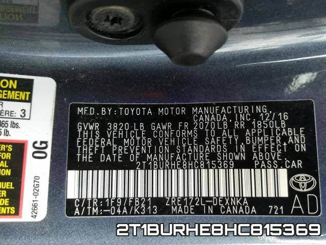 2T1BURHE8HC815369 фото 2
