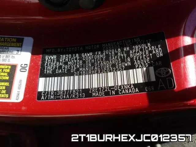 2T1BURHEXJC012357 фото 2