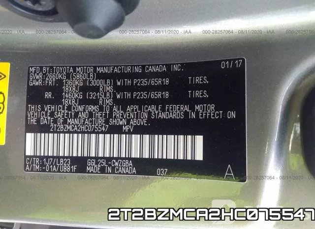 2T2BZMCA2HC075547 фото 10