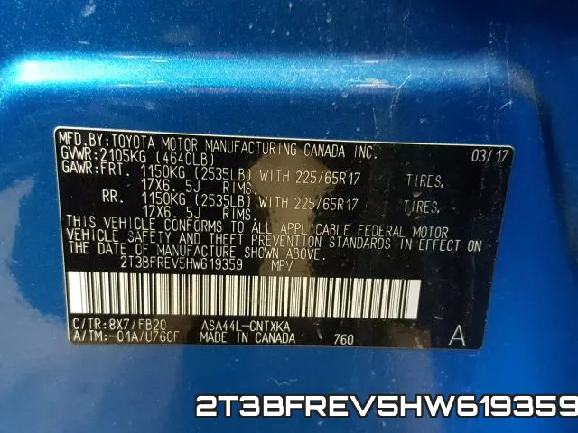 2T3BFREV5HW619359 фото 2