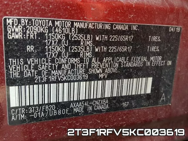 2T3F1RFV5KC003619 фото 2