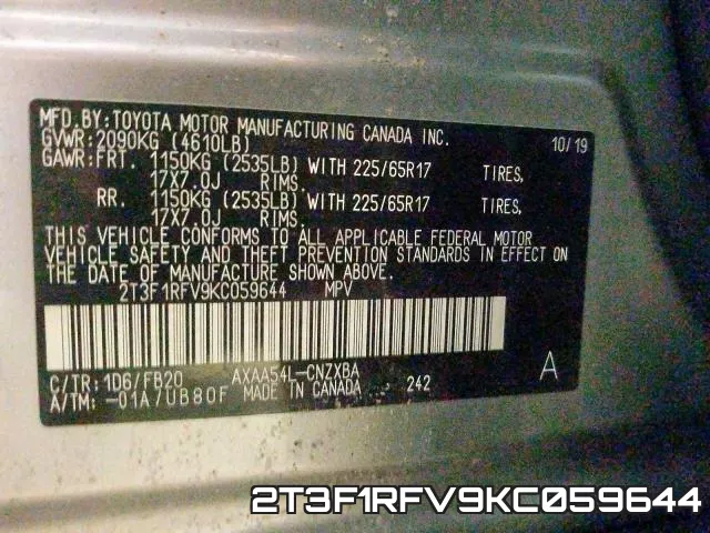 2T3F1RFV9KC059644 фото 2