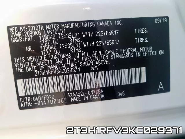 2T3H1RFV3KC029371 фото 2