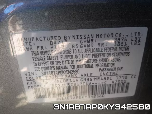 3N1AB7AP0KY342580 фото 2
