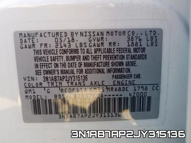 3N1AB7AP2JY315136 фото 2