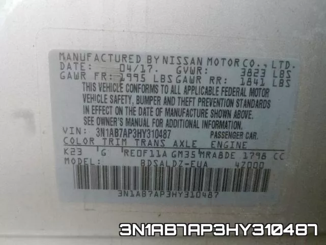 3N1AB7AP3HY310487 фото 2