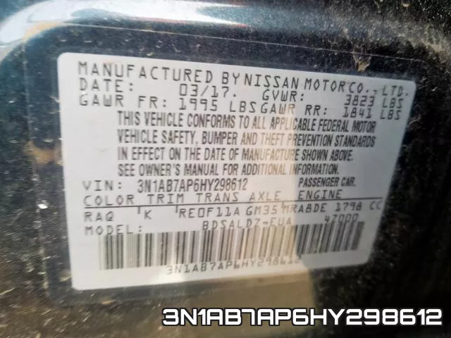 3N1AB7AP6HY298612 фото 2