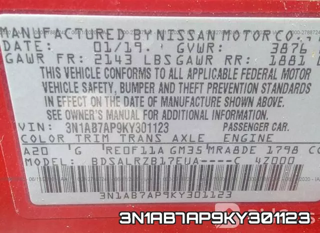 3N1AB7AP9KY301123 фото 10