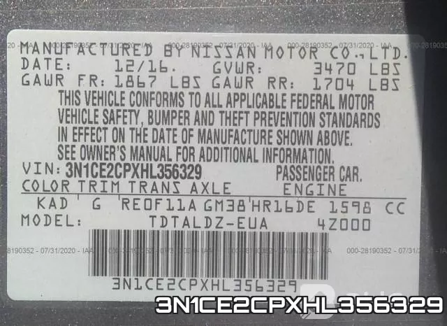 3N1CE2CPXHL356329 фото 10