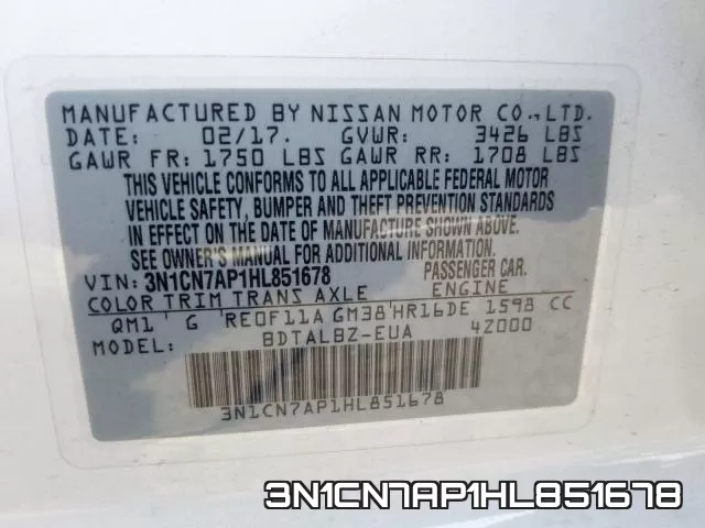 3N1CN7AP1HL851678 фото 2
