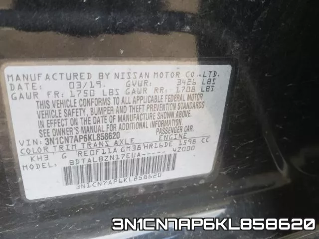 3N1CN7AP6KL858620 фото 2