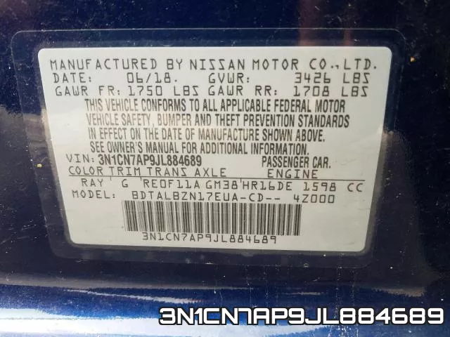 3N1CN7AP9JL884689 фото 2