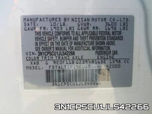 3N1CP5CU1JL542266 фото 2