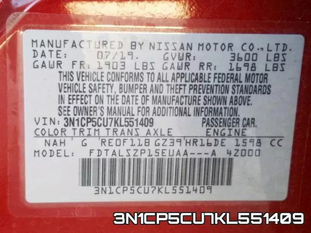 3N1CP5CU7KL551409 фото 2