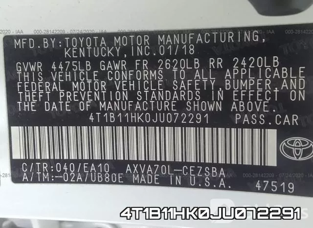 4T1B11HK0JU072291 фото 10