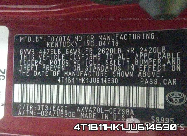 4T1B11HK1JU614630 фото 10