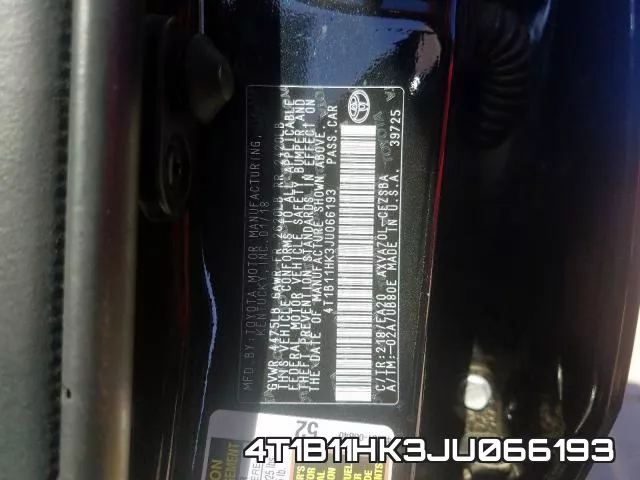 4T1B11HK3JU066193 фото 2