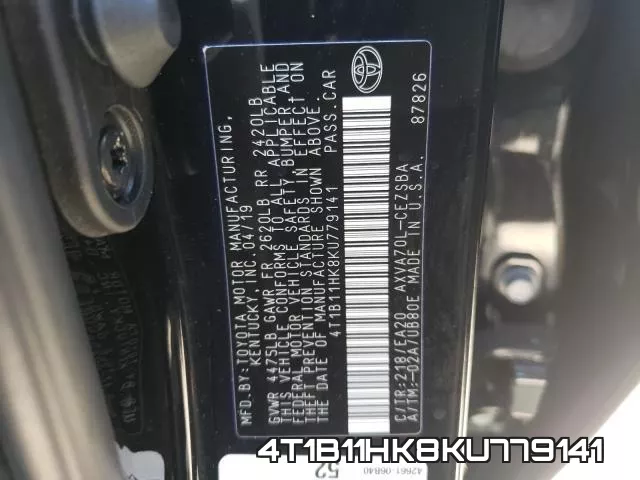 4T1B11HK8KU779141 фото 2