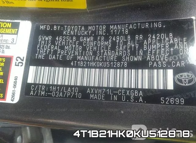 4T1B21HK0KU512878 фото 10