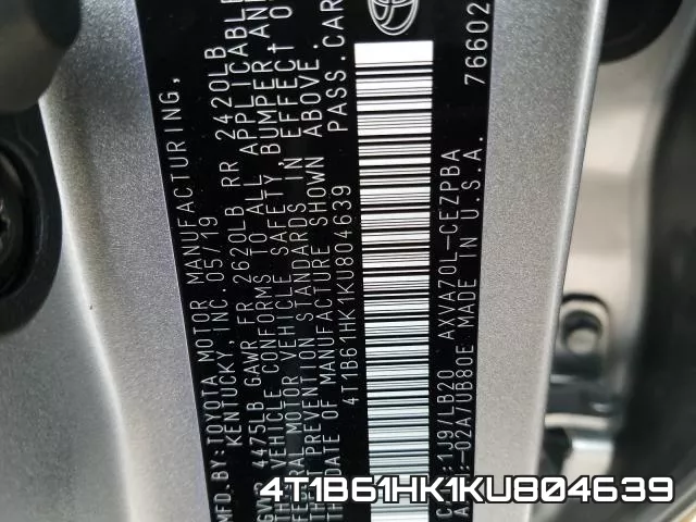 4T1B61HK1KU804639 фото 2