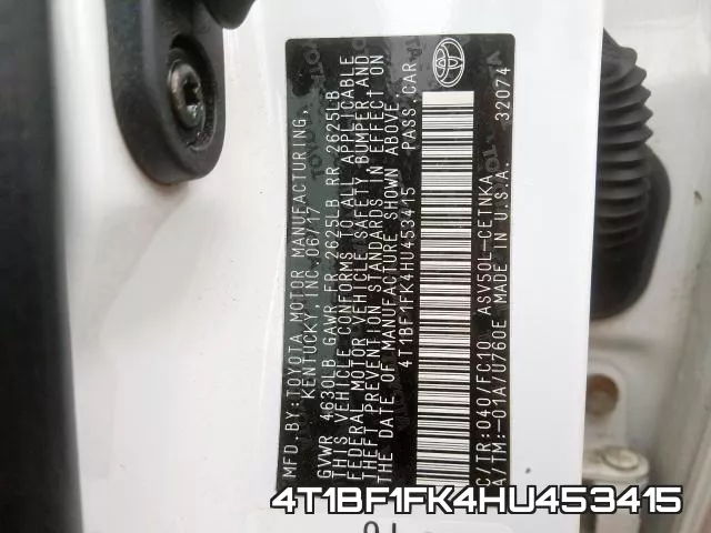 4T1BF1FK4HU453415 фото 2