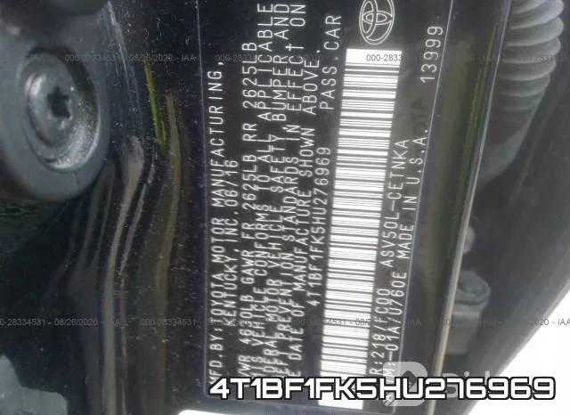 4T1BF1FK5HU276969 фото 10