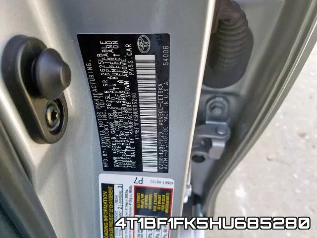 4T1BF1FK5HU685280 фото 2