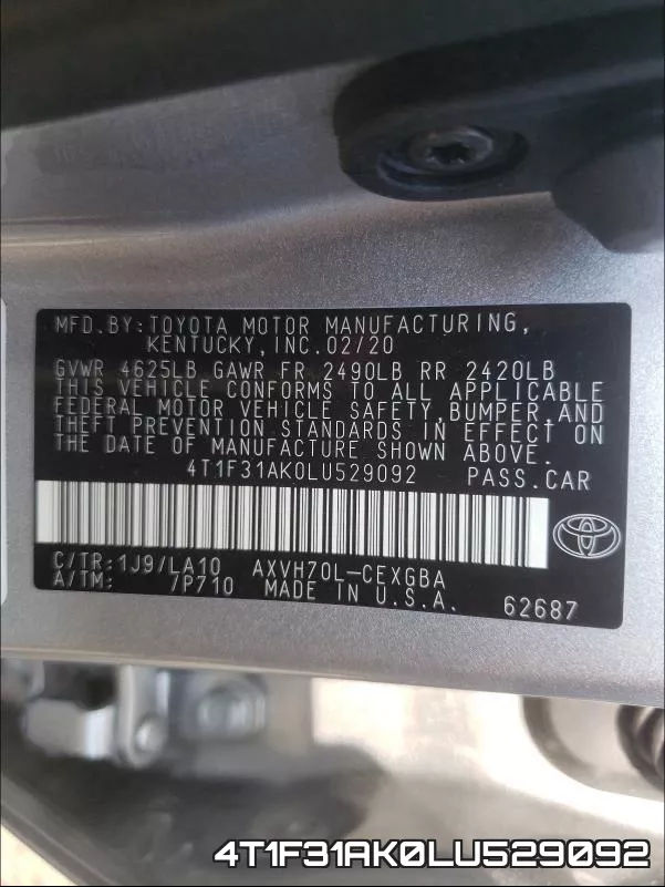 4T1F31AK0LU529092 фото 2