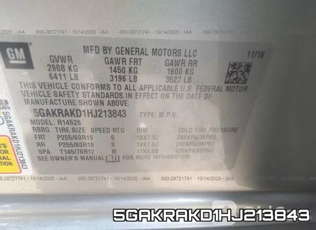 5GAKRAKD1HJ213843 фото 10