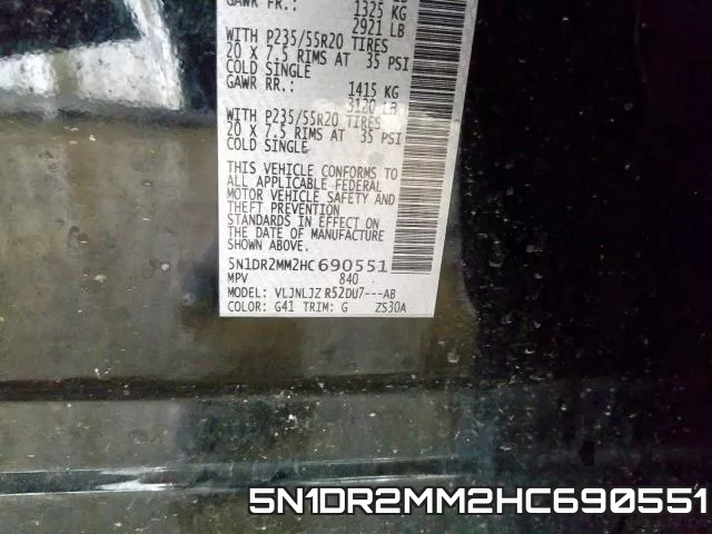 5N1DR2MM2HC690551 фото 2