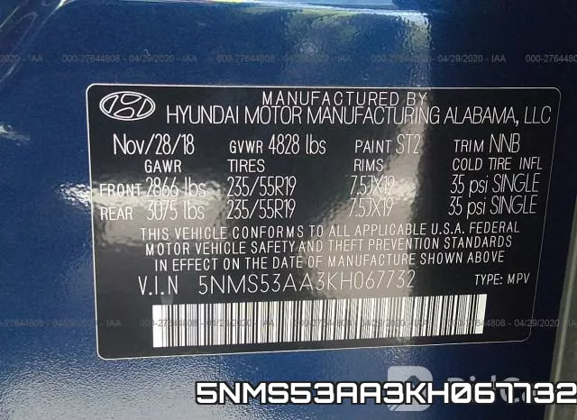 5NMS53AA3KH067732 фото 10