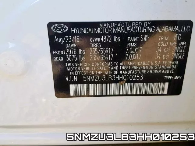 5NMZU3LB3HH010253 фото 2