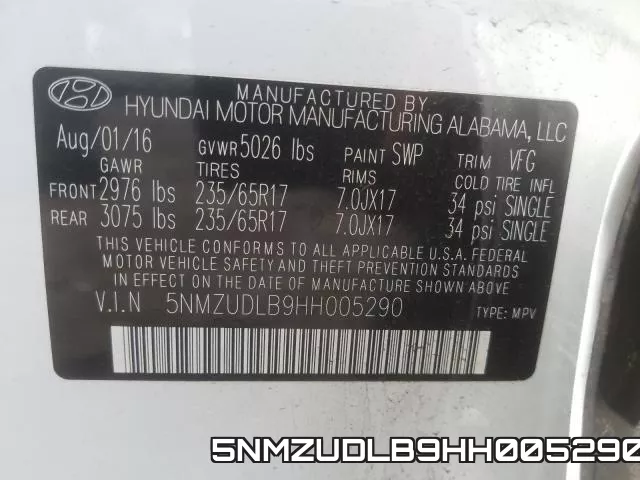 5NMZUDLB9HH005290 фото 2
