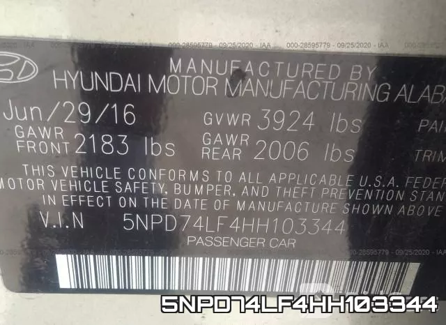 5NPD74LF4HH103344 фото 10