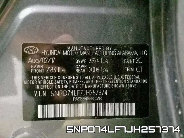 5NPD74LF7JH257374 фото 2