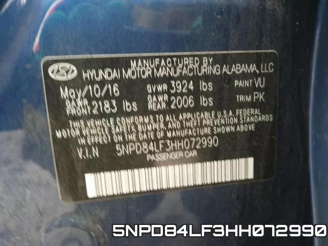 5NPD84LF3HH072990 фото 2