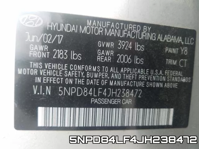 5NPD84LF4JH238472 фото 2