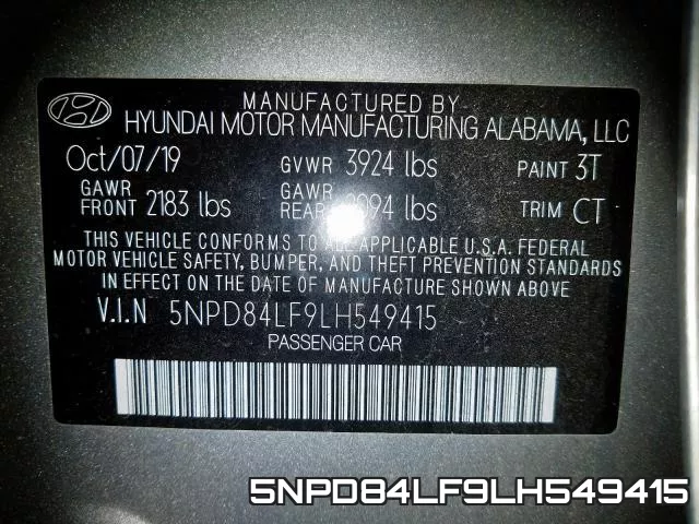 5NPD84LF9LH549415 фото 2