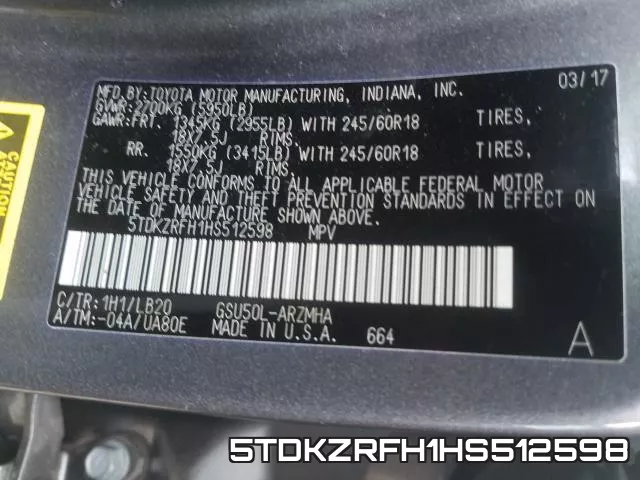 5TDKZRFH1HS512598 фото 2