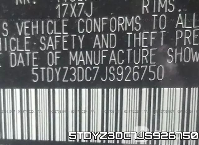 5TDYZ3DC7JS926750 фото 10