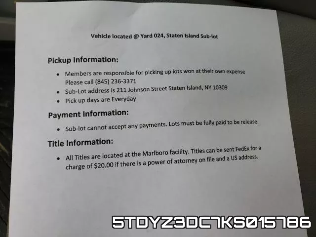 5TDYZ3DC7KS015786 фото 10