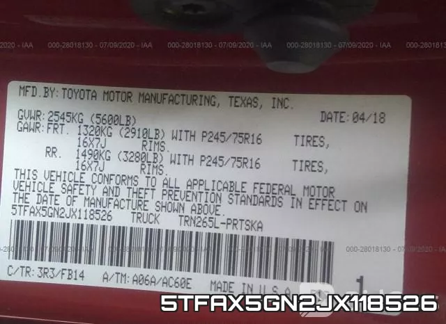 5TFAX5GN2JX118526 фото 10