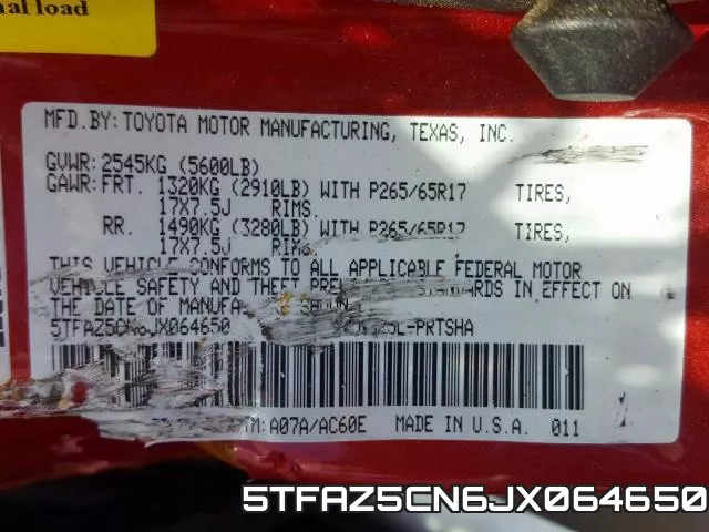 5TFAZ5CN6JX064650 фото 2