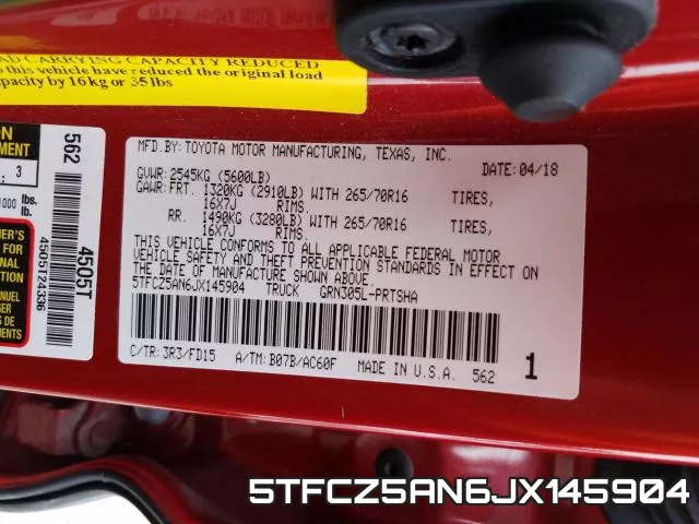 5TFCZ5AN6JX145904 фото 2