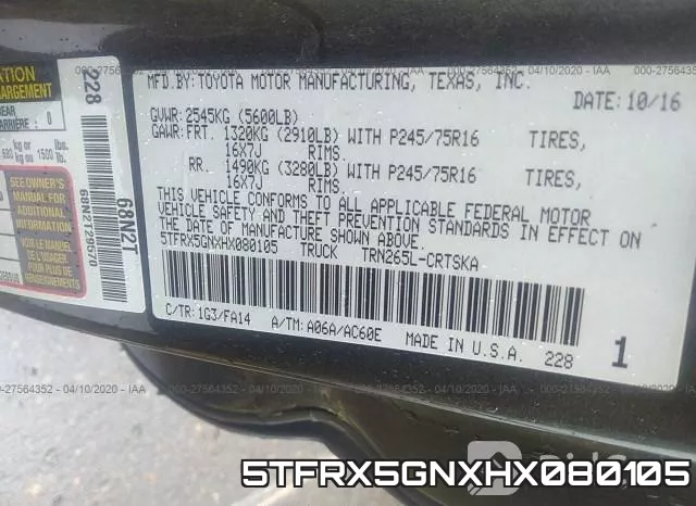 5TFRX5GNXHX080105 фото 9